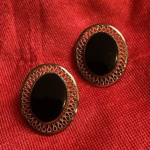Vintage Winard 12K Gold Filled Onyx Earrings